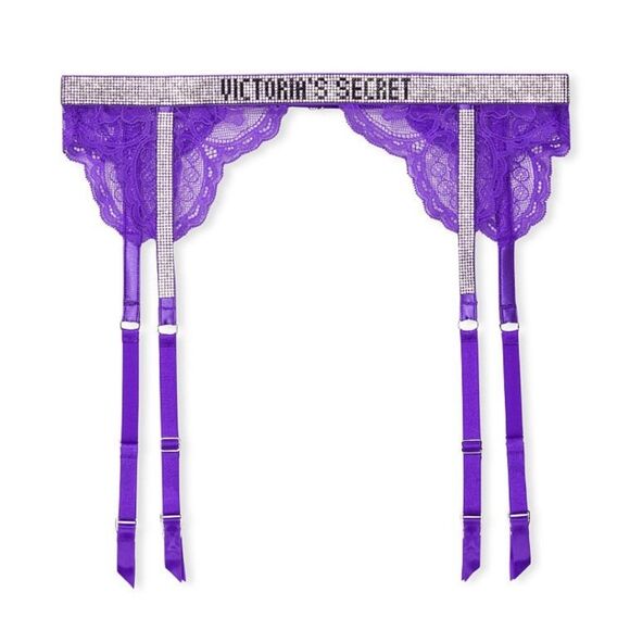 Victoria's Secret Shine Logo Strap Lace Garter Belt - Picture 1 of 11